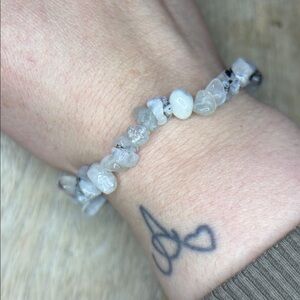 Rainbow moonstone chip beaded stretch bracelet